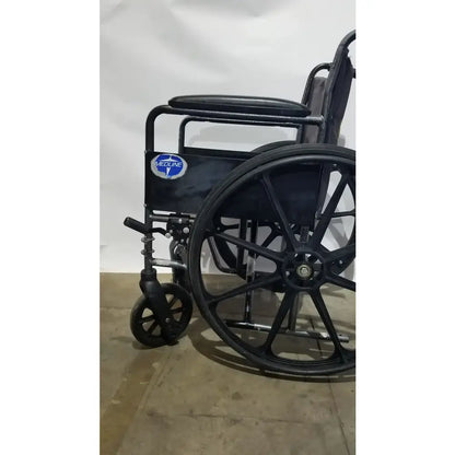 Reuse Medical Equipment Medline Folding Manual Wheelchair - Lightweight Black Padded Comfort Seat Wheelchairs, second-hand product photo 9