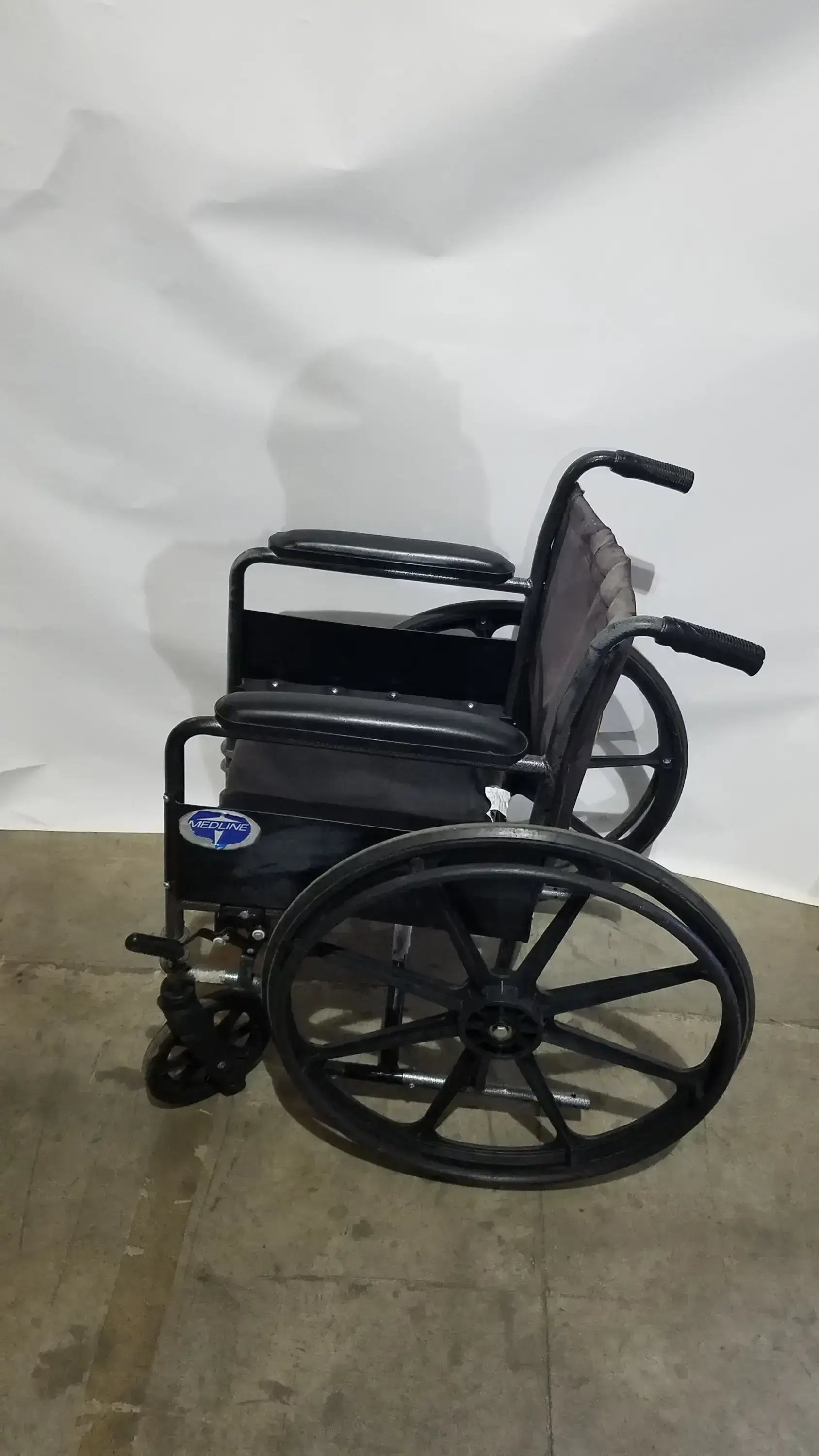 Reuse Medical Equipment Medline Folding Manual Wheelchair - Lightweight Black Padded Comfort Seat Wheelchairs, second-hand product photo 12