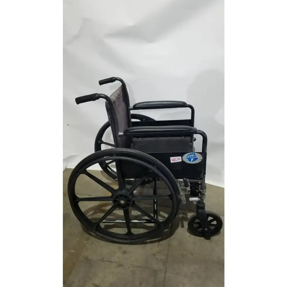 Reuse Medical Equipment Medline Folding Manual Wheelchair - Lightweight Black Padded Comfort Seat Wheelchairs, second-hand product photo 3