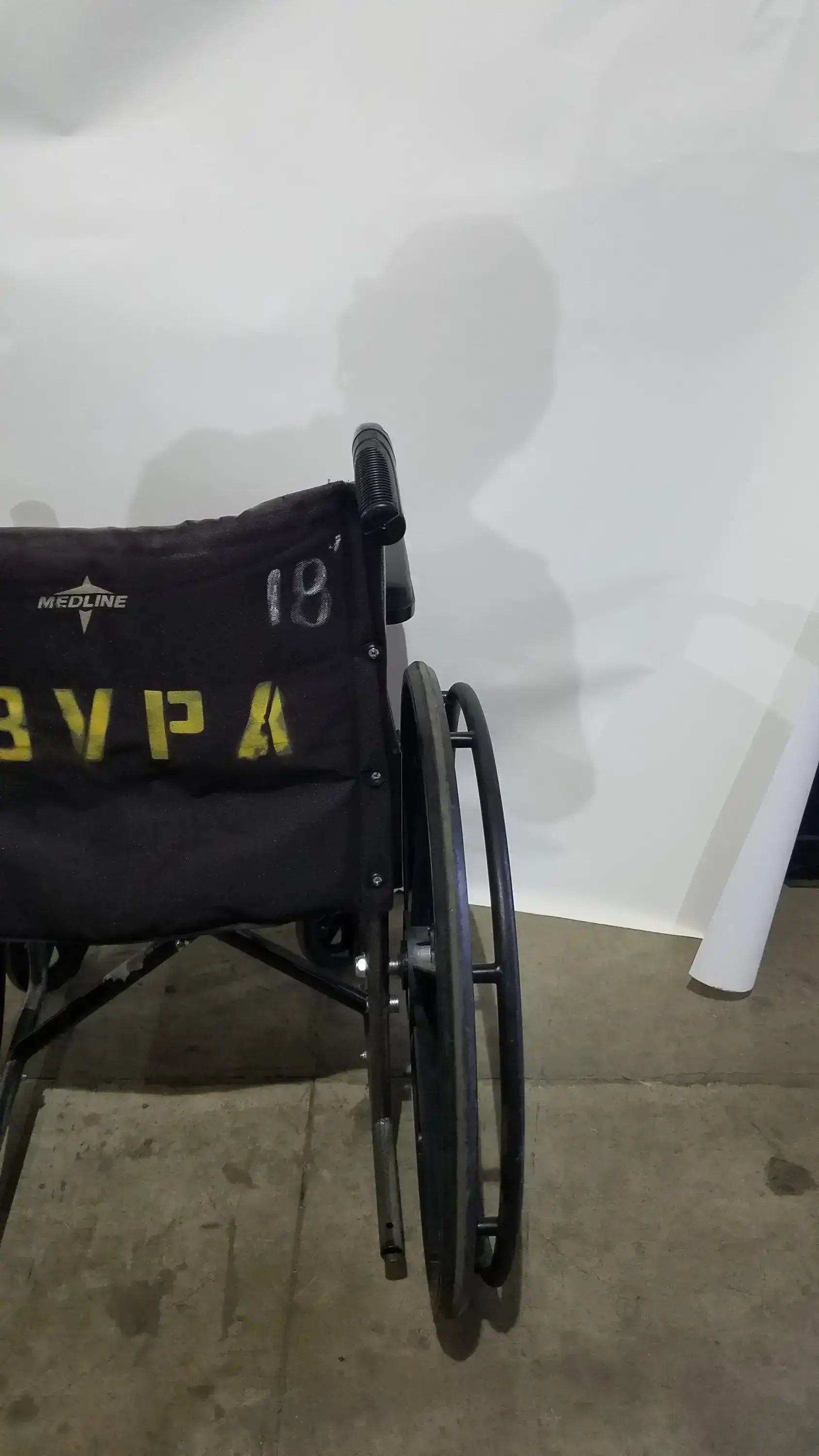 Reuse Medical Equipment Medline Folding Manual Wheelchair - Lightweight Black Padded Comfort Seat Wheelchairs, second-hand product photo 4