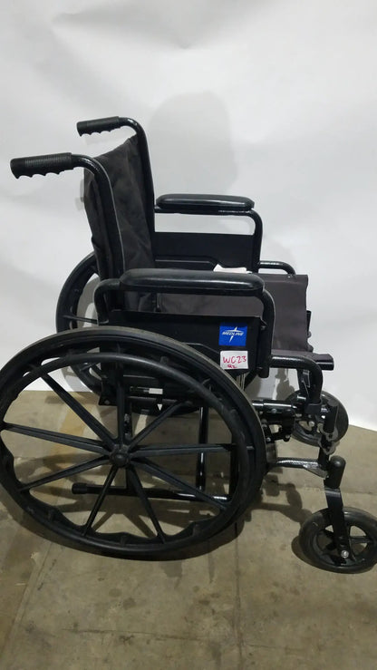 Reuse Medical Equipment Medline Guardian Standard Manual Wheelchair with Padded Arms and Durable Folding Frame Wheelchairs, second-hand product photo 1