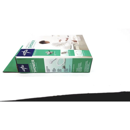 Green and white cardboard box for medline handheld shower with extra-long 84 inch hose and wall holder new packaging