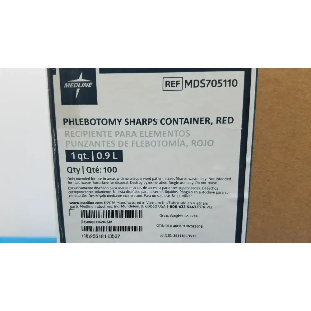Medline MDS805110 Phlebotomy Sharps Container Red Phlebotomy Sharps Container, second-hand product photo 7