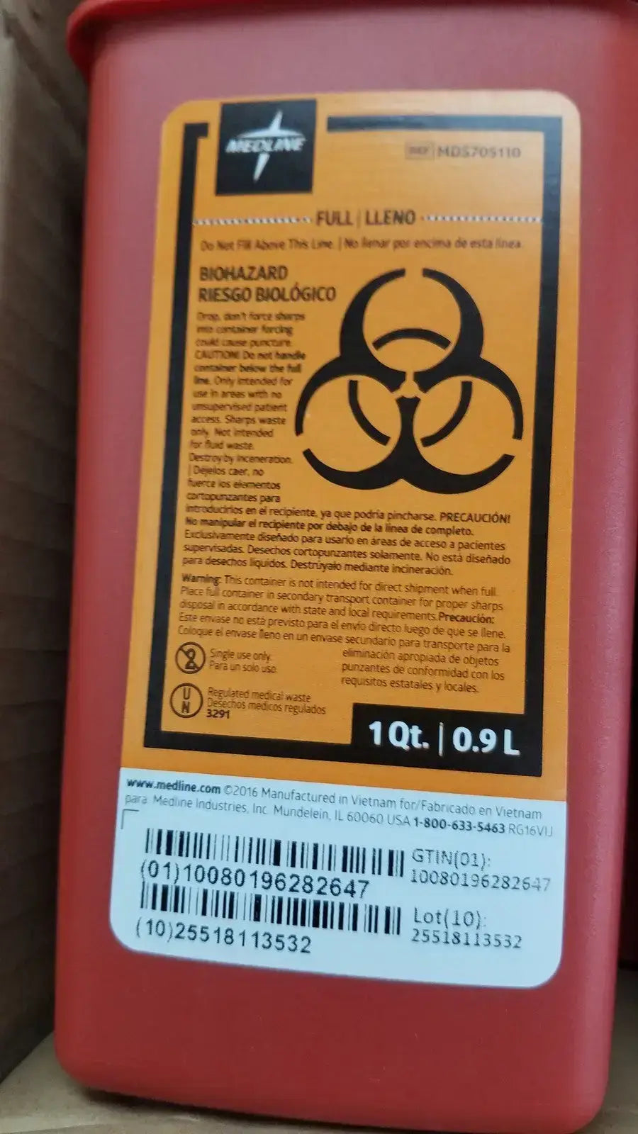 Medline MDS805110 Phlebotomy Sharps Container Red Phlebotomy Sharps Container, second-hand product photo 3