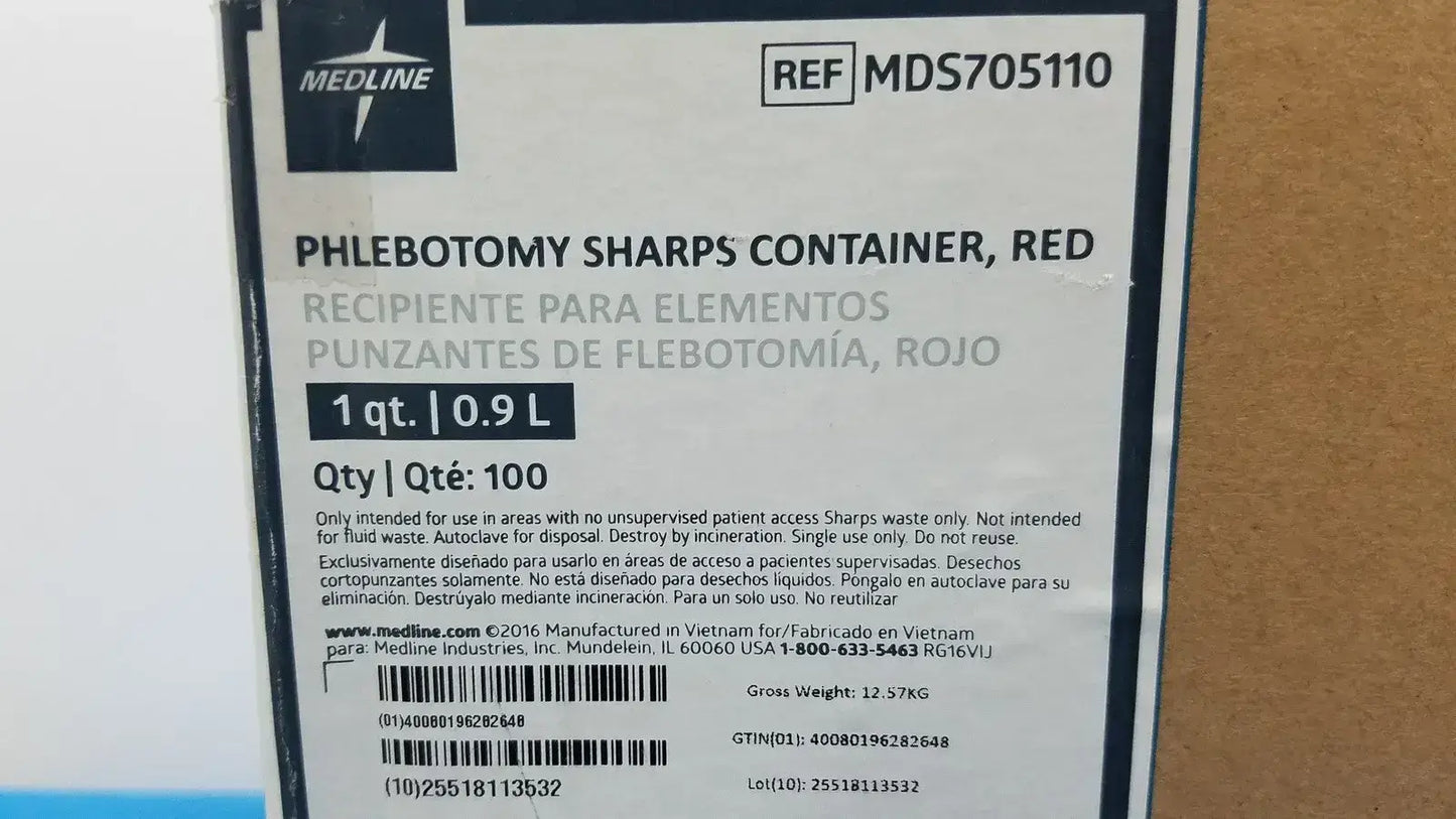 Medline MDS805110 Phlebotomy Sharps Container Red Phlebotomy Sharps Container, second-hand product photo 7