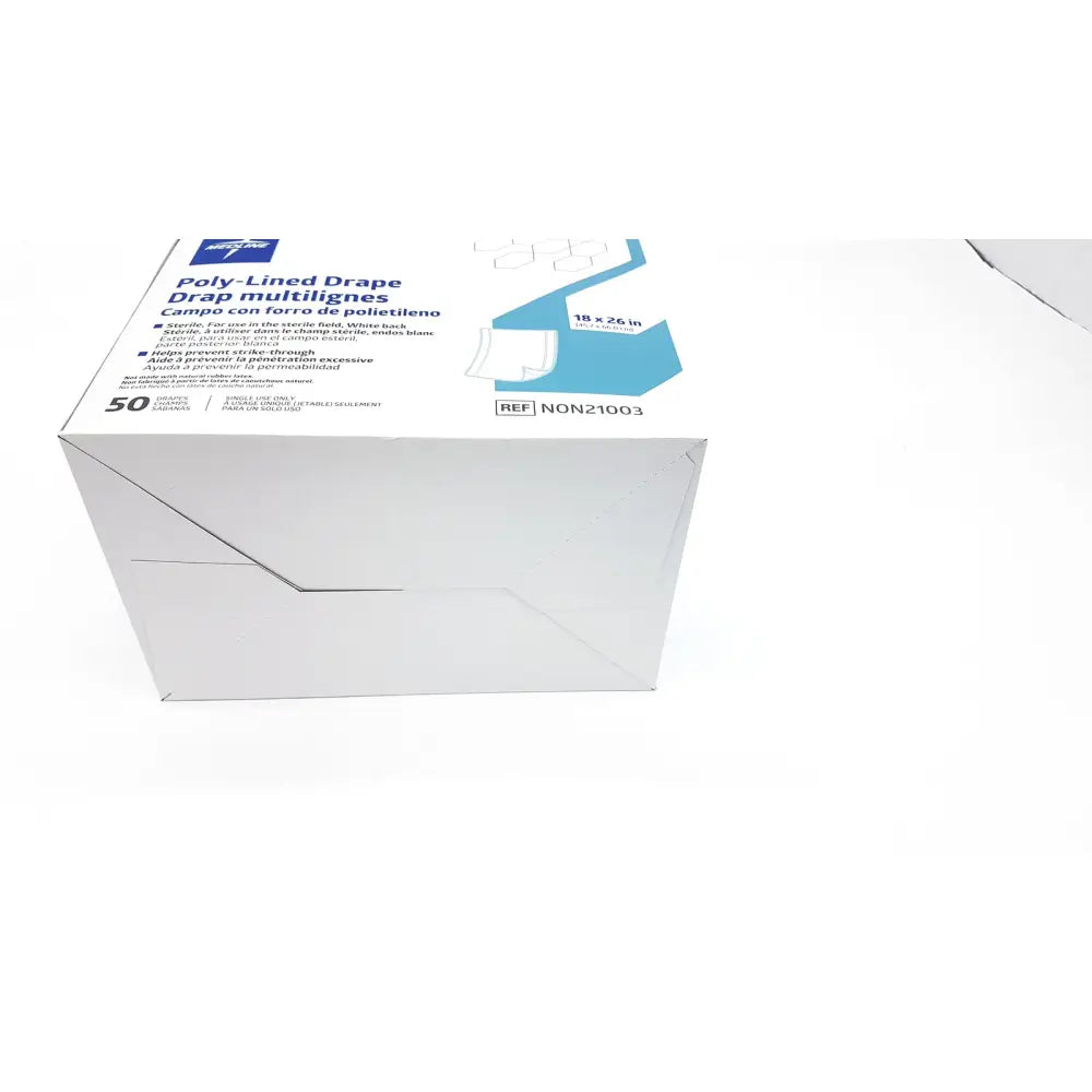 White poly-lined sterile drape drap multilignes non21003 measuring 18 x 26 inches by Medline