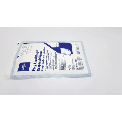 Medline poly-lined drape drap multilignes non21003 sterile white and blue foil pouch 18 x 26 inches packaging with instructions