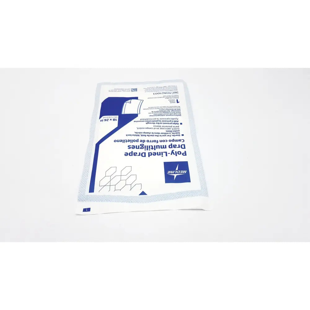 White and blue medline poly-lined drape drap multilignes non21003 18 x 26 inches for medical use