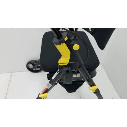 Black and yellow medline rolling walker mds8684gblkm with foldable seat storage basket and adjustable handles