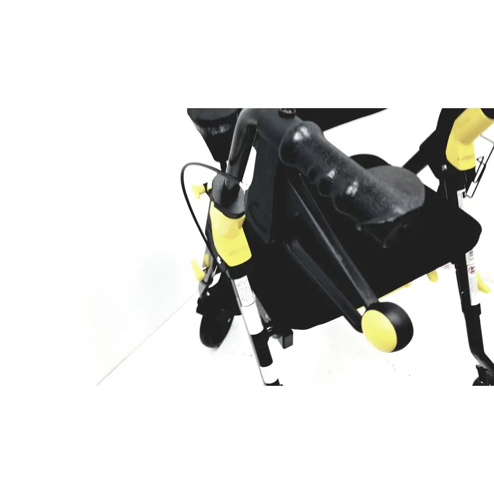 Black and yellow medline rolling walker mds8684gblkm with ergonomic grips adjustable height and hand brakes