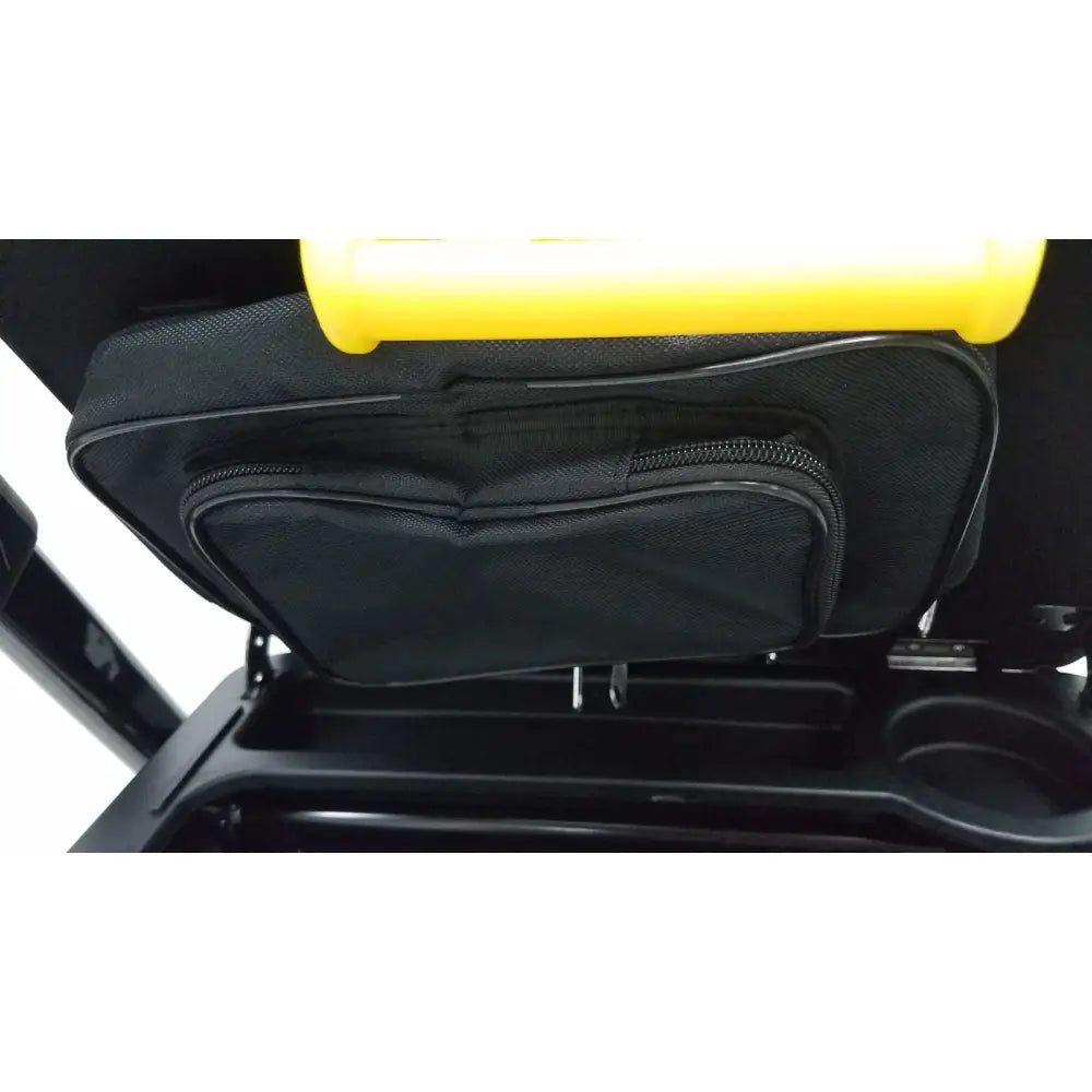 Black fabric storage pouch with zipper closure and yellow handle for medline rolling walker mds8684gblkm with hand brakes