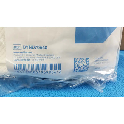 White plastic medline wet skin prep tray packaging with blue branding for medline industries product ref dynd70660