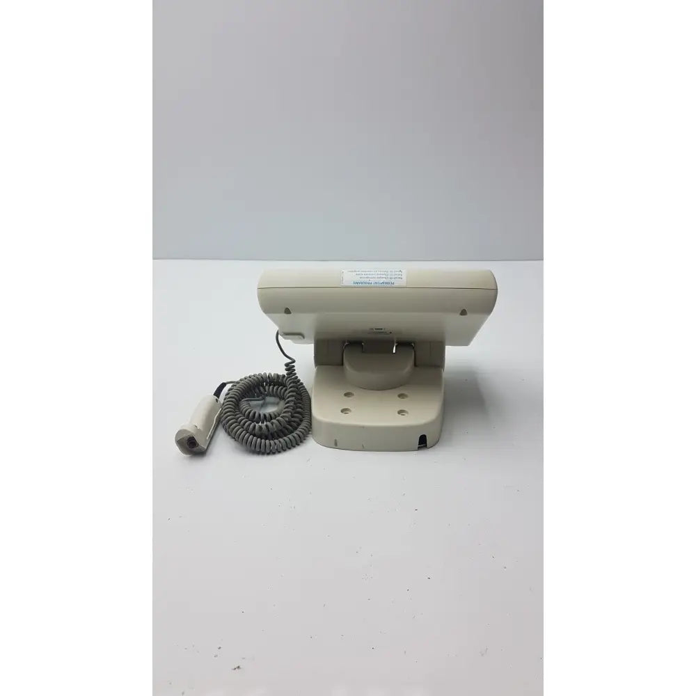 Beige plastic medrad mark v provis rd injector control panel power console with coiled gray cord and receipt printer