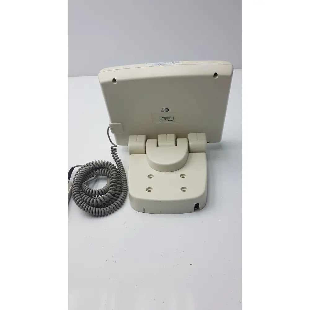 Beige plastic medrad mark v provis rd injector control panel with coiled gray cable for control panel power console