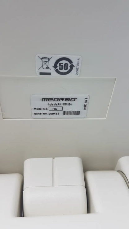 White medrad ra 1500i usa model x-ray imaging device with sleek rectangular design on medrad mark v provis injector control panel power console