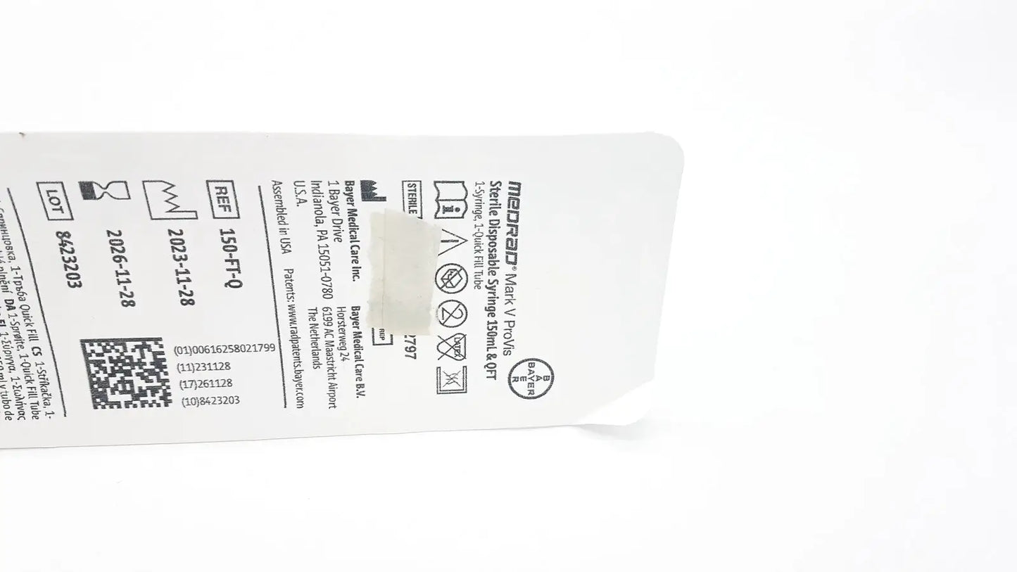 Medrad Mark V ProVis Sterille Disposable Syringe 150mL & QFT 150-FT-Q Exp. 2026 Disposable Syringe, second-hand product photo 7