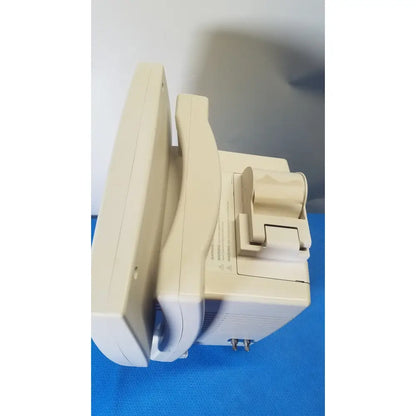 Beige plastic medrad veris monitoring system ultrasound machine with curved screen and control panel for medical use