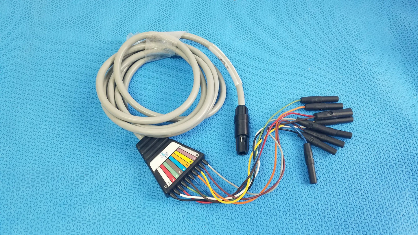 Gray coiled catheter ecg cable with black multi-pin connector and colorful wires for medtronic 2achc catheter medical equipment