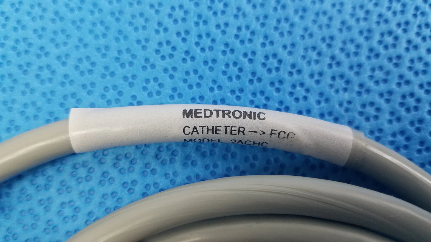 Medtronic 2achc catheter ecg cable featuring a gray medical equipment catheter with white label model 2achg