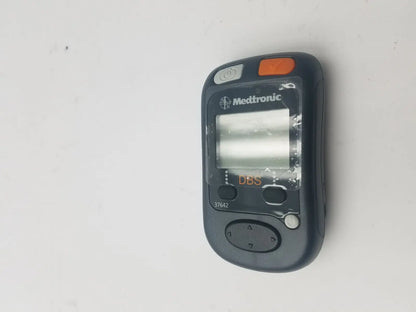 Medtronic 37642 dbs patient programmer in black with orange power button and screen designed for dbs patient use and reuse medical settings