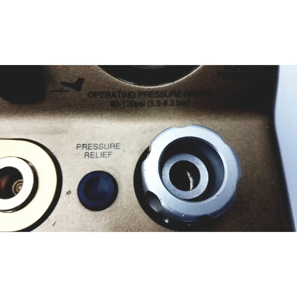 Silver metallic pressure relief valve knob for midas rex legend gold pneumatic foot control unit medtronic a65535-07