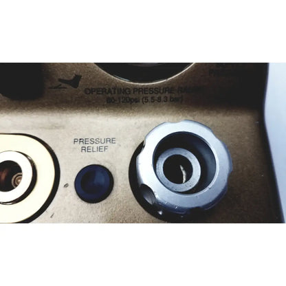 Silver metallic pressure relief valve knob for midas rex legend gold pneumatic foot control unit medtronic a65535-07