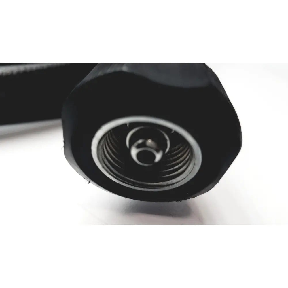 Black hexagonal rubber-coated threaded connector with metallic inner threading for midas rex legend gold foot control unit