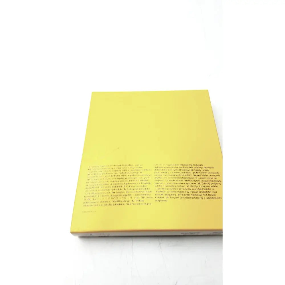 Yellow hardcover book showing the back cover with black text for medtronic angled support catheter reuse medical guide