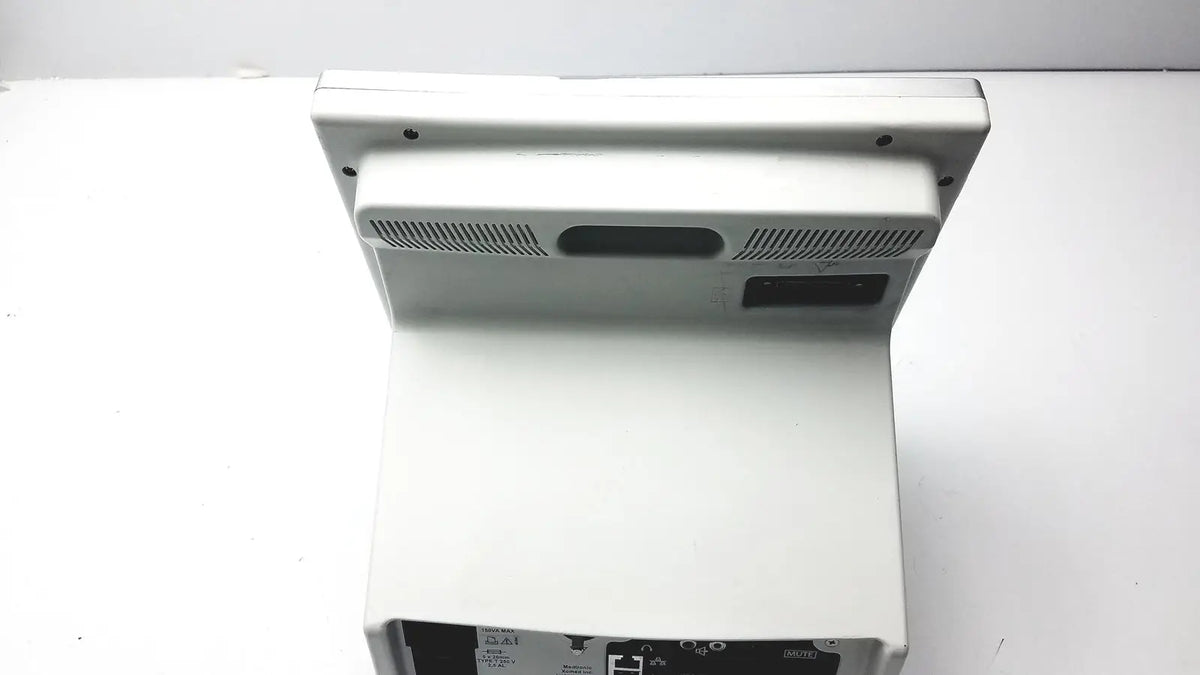 White plastic touchscreen cash register with ventilation slits on back panel medtronic nim-response reuse medical device