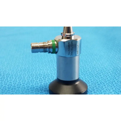 Silver metallic medtronic sharpsite autoclavable 134°c endoscope with green band and black rubber base