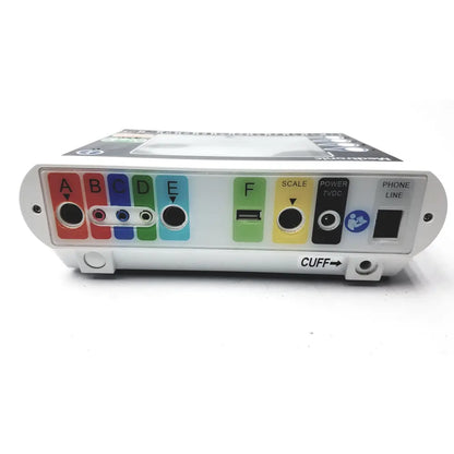 White plastic medical device medtronics commander flex 100011-031 with colorful labeled ports including red blue green yellow and black connectors