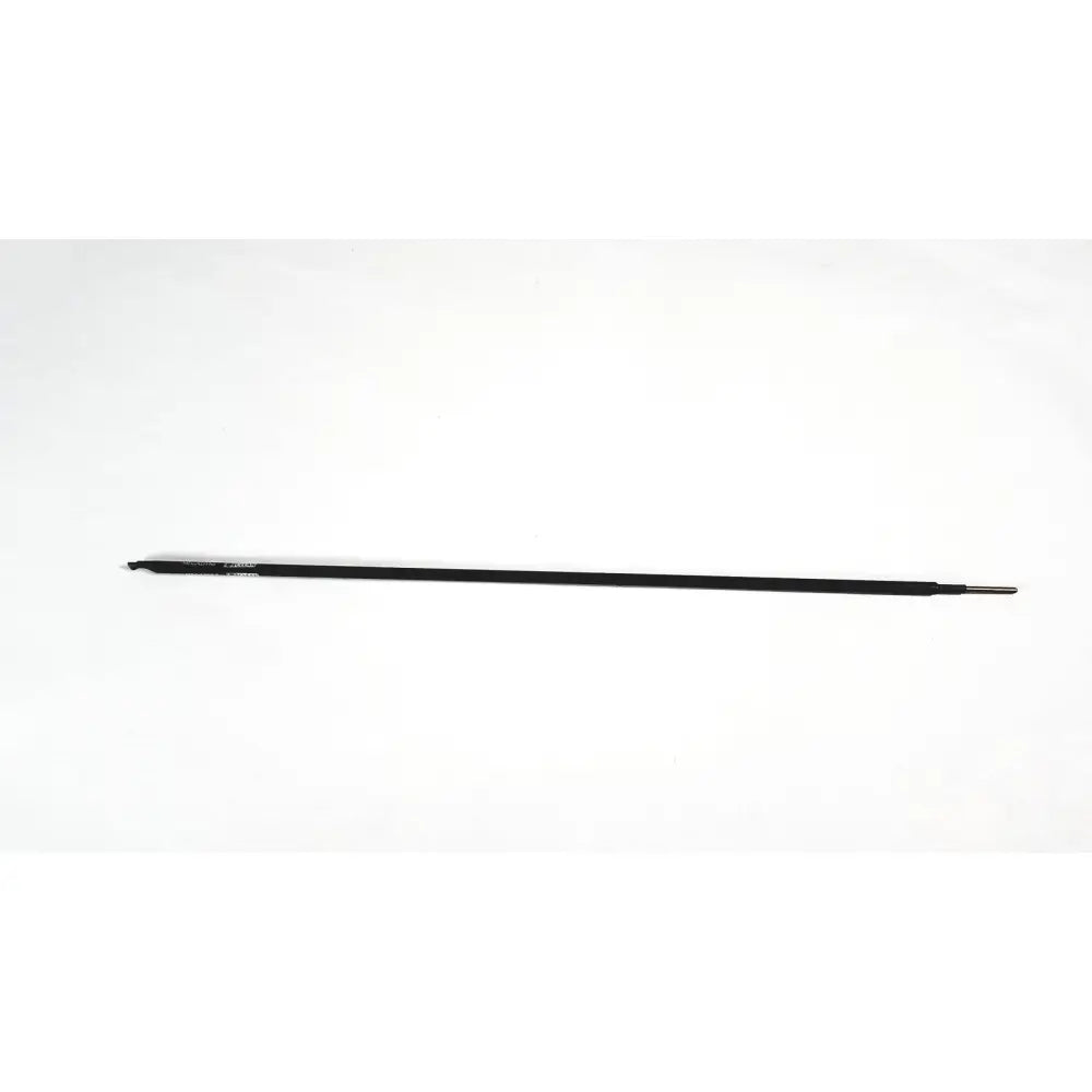Black metal laparoscopic electrosurgical Megadyne E-Z Clean L-Hook with smooth cylindrical handle and pointed tip surgical tool