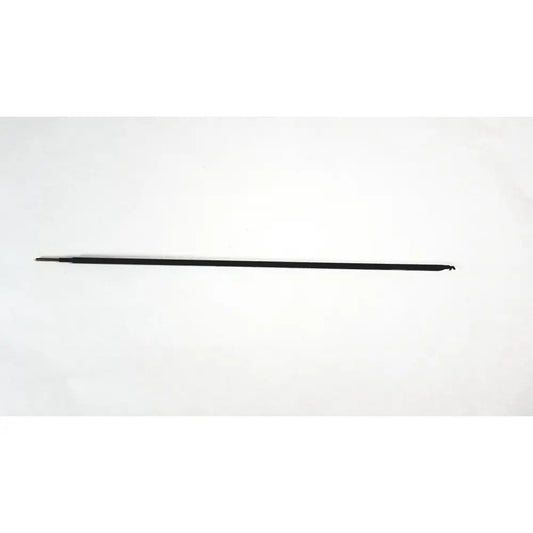 Black megadyne e-z clean l-hook laparoscopic electrosurgical instrument with sleek elongated handle and sharp curved tip