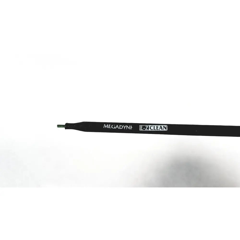 Black megadyne e-z clean laparoscopic electrosurgical instrument cable with metallic tip and white printed branding