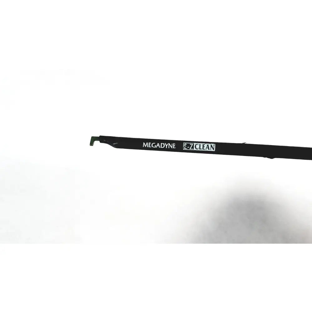 Black plastic laparoscopic electrosurgical tool with megadyne e-z clean text for e-z clean l-hook use