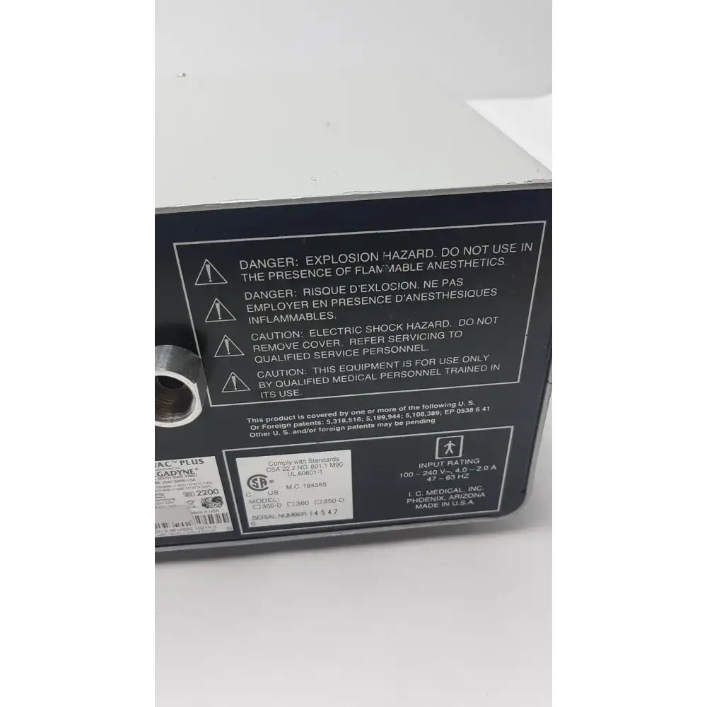 MegaDyne Mega VAC-PLUS Smoke Evacuator Ref 2200 Surgical Smoke Evacuator, second-hand product photo 9