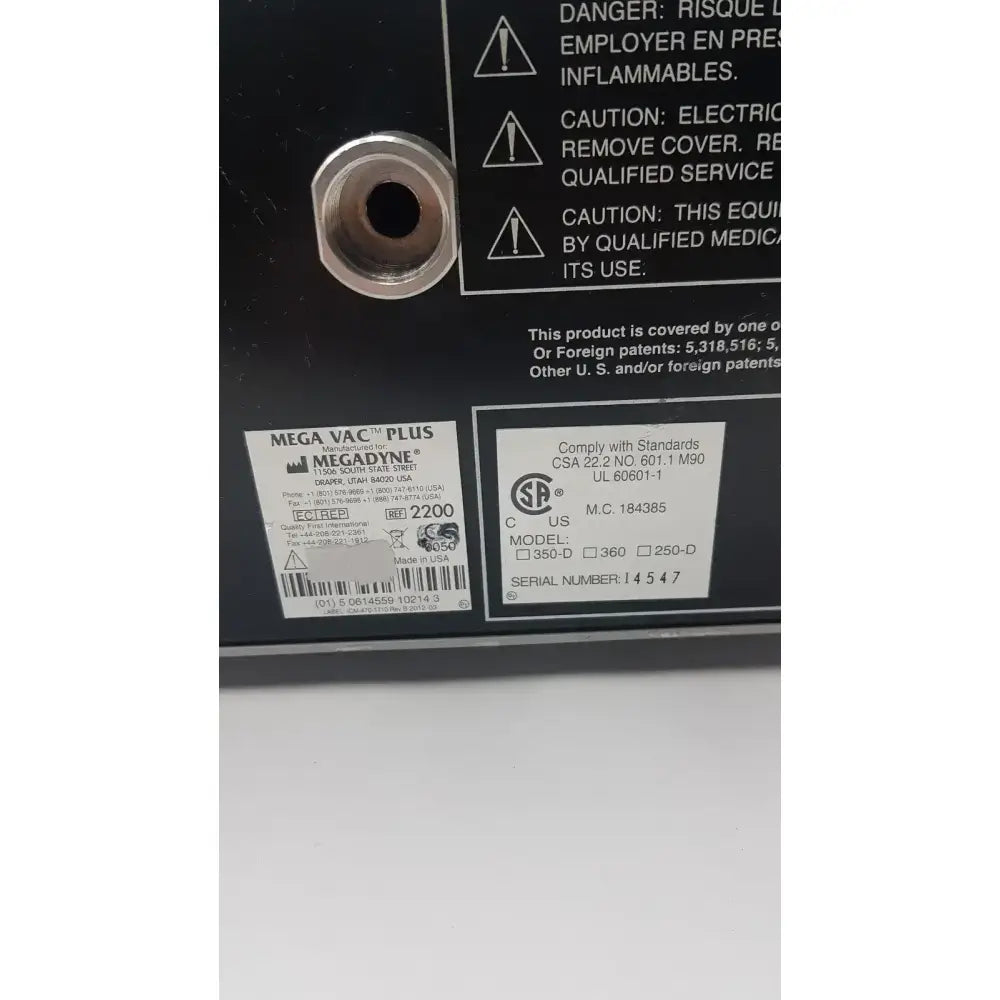 MegaDyne Mega VAC-PLUS Smoke Evacuator Ref 2200 Surgical Smoke Evacuator, second-hand product photo 12