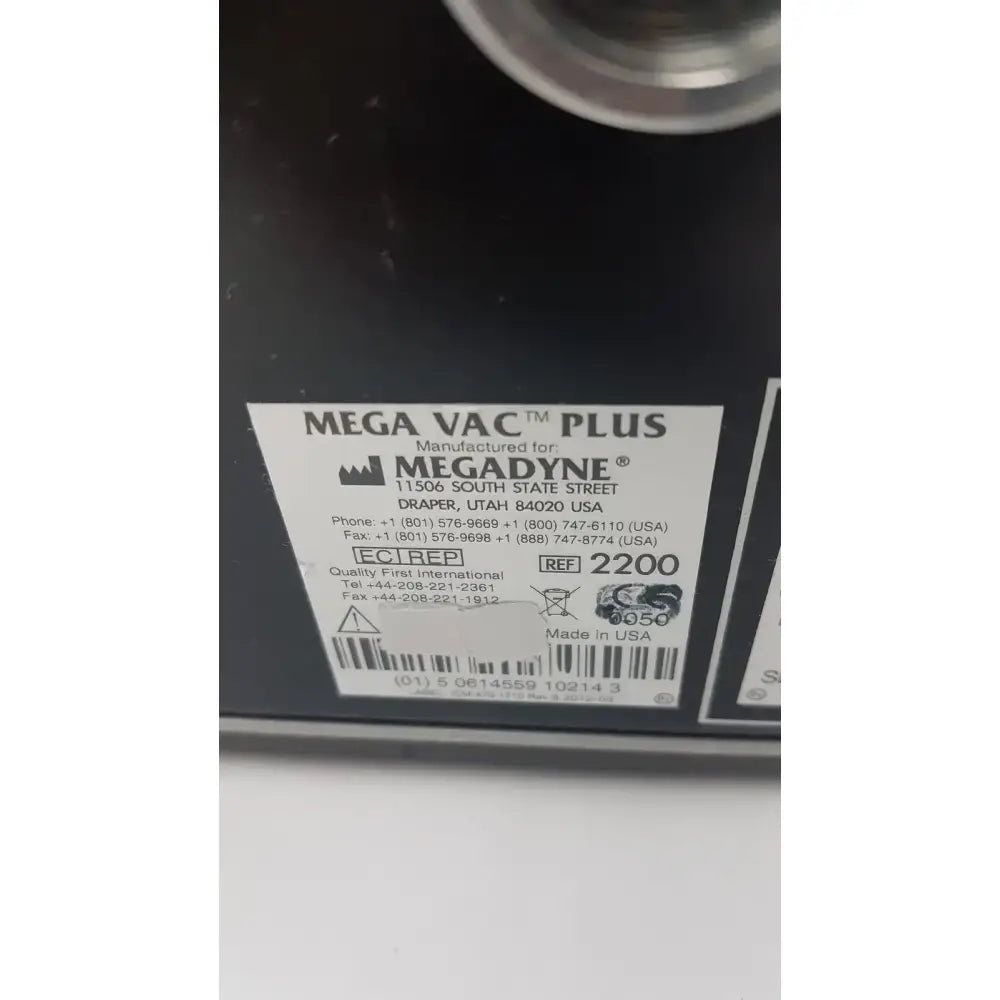 MegaDyne Mega VAC-PLUS Smoke Evacuator Ref 2200 Surgical Smoke Evacuator, second-hand product photo 16