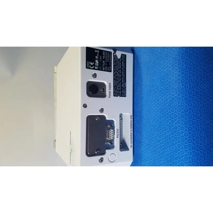 Back panel of white mettler toledo umx2 ultra-microbalance scale showing power input port and rs-232c connector