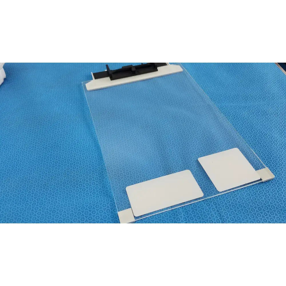 Clear acrylic clipboard with white plastic clips and adhesive pads for mettler toledo xp205 conducting glass draft shield