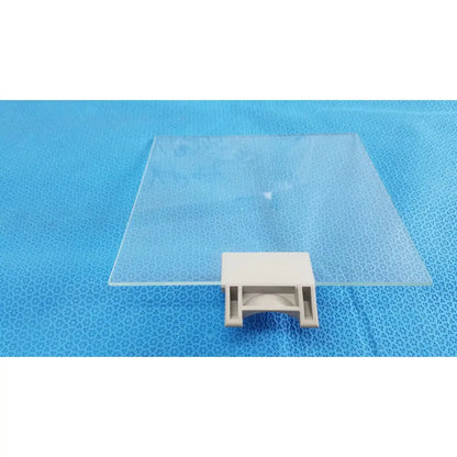 Clear rectangular glass panel of mettler toledo xp205 conducting glass draft shield on beige plastic stand