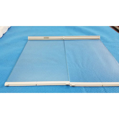 Two transparent glass panels with white plastic frames for mettler toledo xp205 conducting glass draft shield