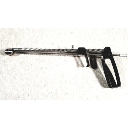 Black-handled surgical instrument with long coiled metal shaft from mhi instruments minilap uterine manipulator series