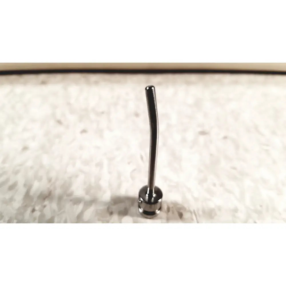 A sleek curved black metal mhi instruments minilap uterine manipulator with rounded base and polished finish