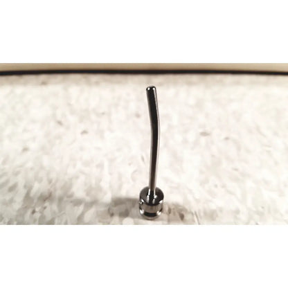 A sleek curved black metal mhi instruments minilap uterine manipulator with rounded base and polished finish