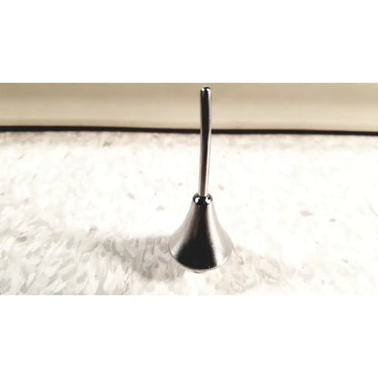 A sleek metallic silver mhi instruments minilap uterine manipulator with conical body and slender stem for chromotubation