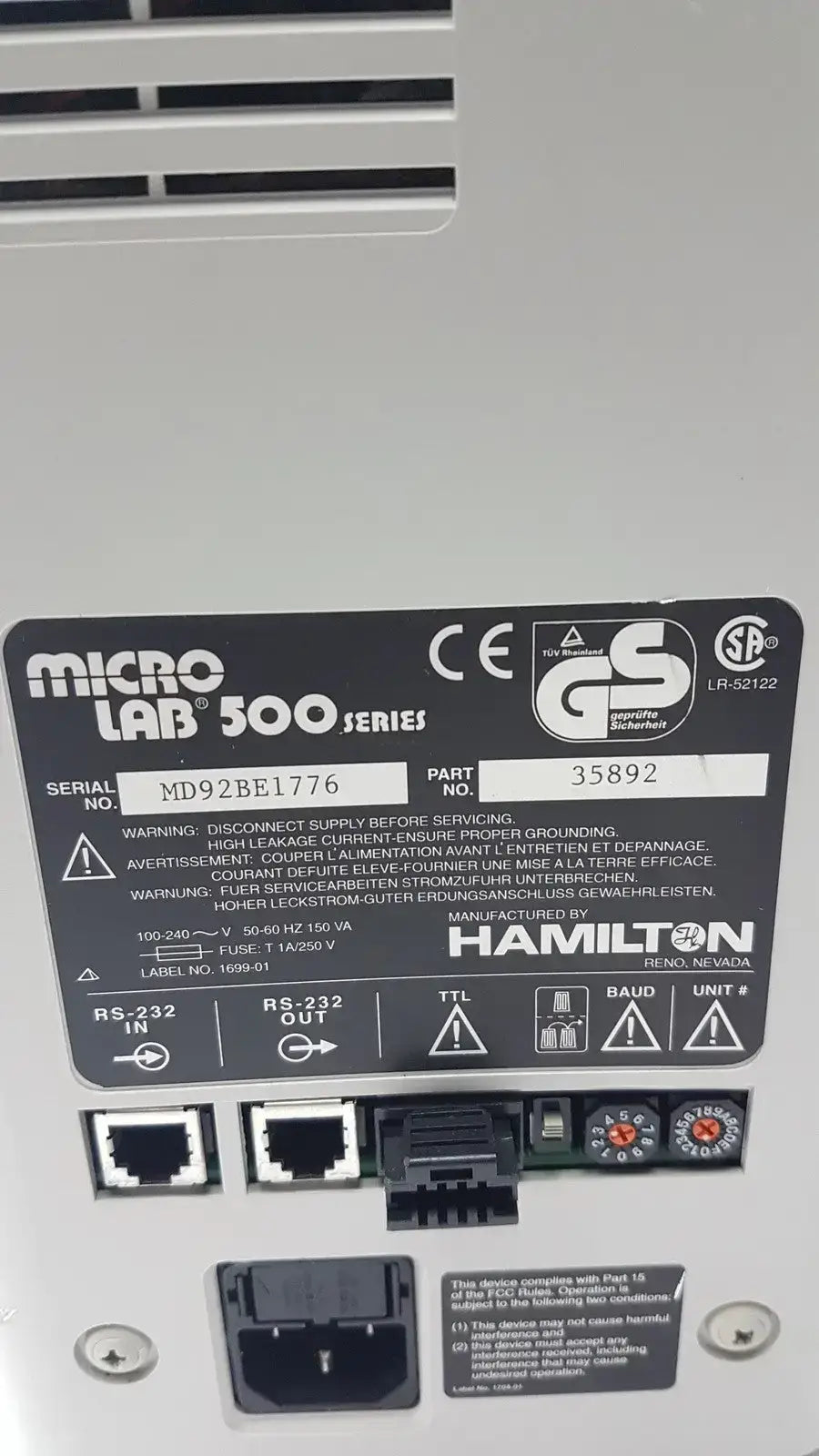 Hamilton Microlab 500 Series 35892 Dual Syringe Liquid Diluter Dual Syringe Liquid Diluter, second-hand product photo 9