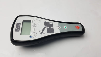 Black and gray midmark wireless hand remote control with small screen for precision remote control use