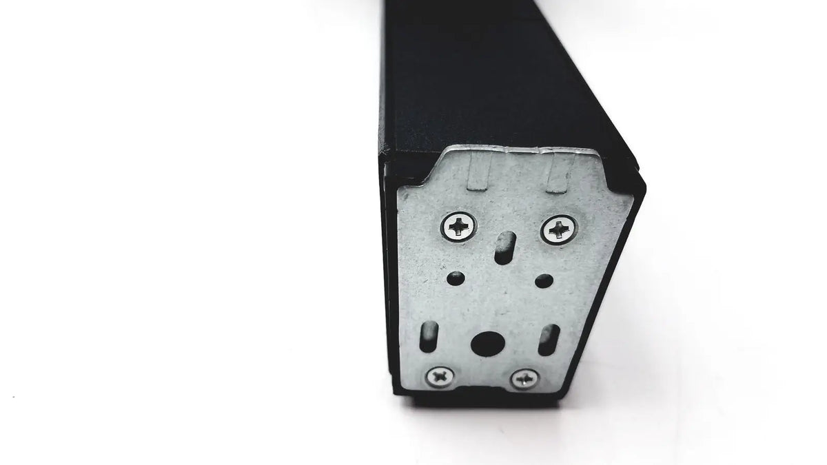 Black rectangular metal bracket with silver mounting plate and four screws for Milky Way CX p24h g4 monitor stand no base