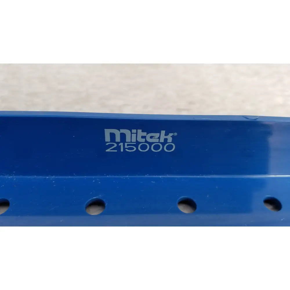 Blue mitek 215000 metal shelf bracket with evenly spaced circular holes for mitek products sterilization instrument tray